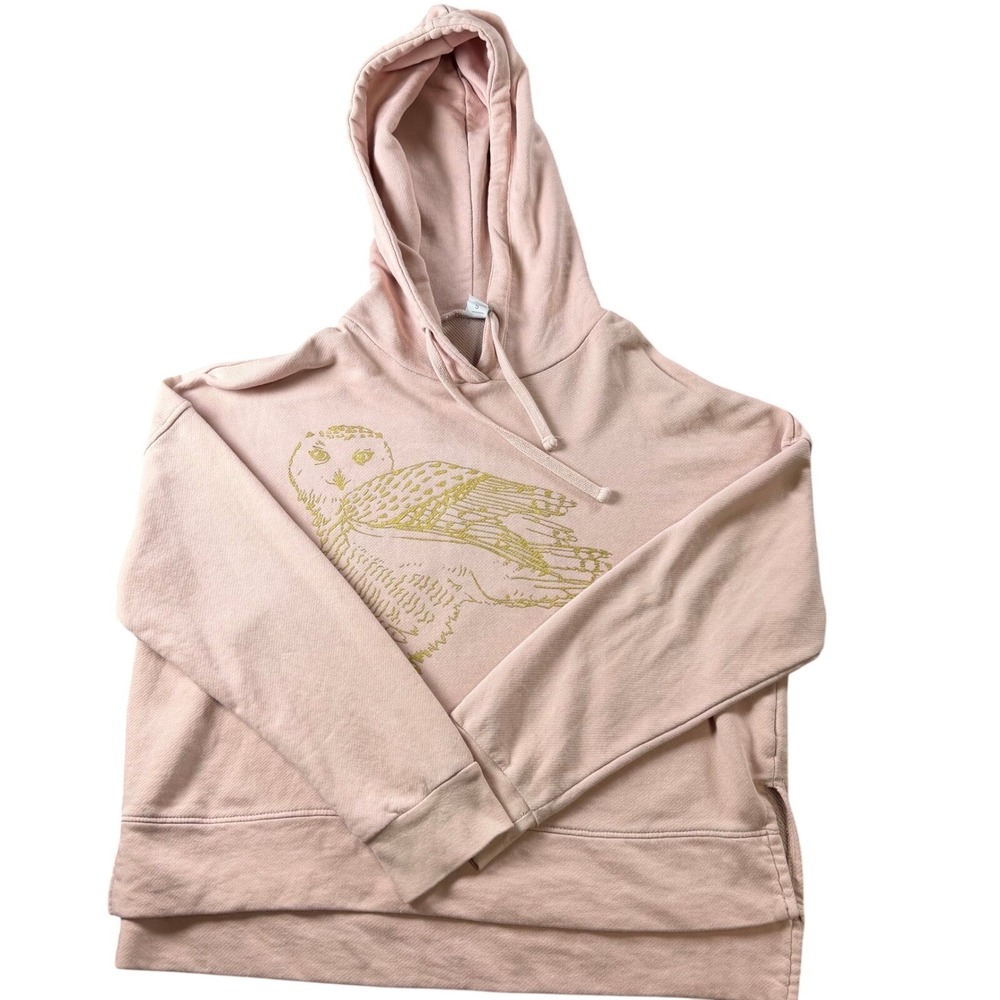 Alternative Apparel Forest and Fin Pink Owl Graphic Hoodie Sweatshirt Small
